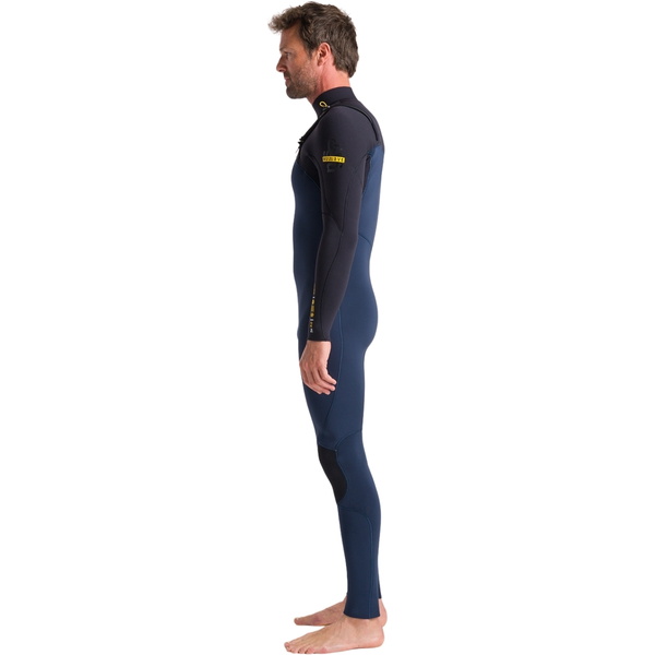 2026 C-Skins Mens NuWave Session 3/2mm GBS Chest Zip Wetsuit C-NSE32MCZ - Bluestone / Black X / Saffron